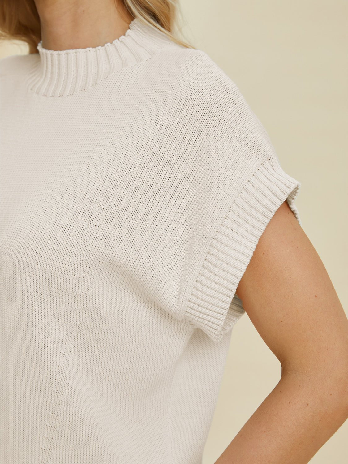 Double Take Full Size Mock Neck Short Sleeve Sweater - Bella Blue Styles