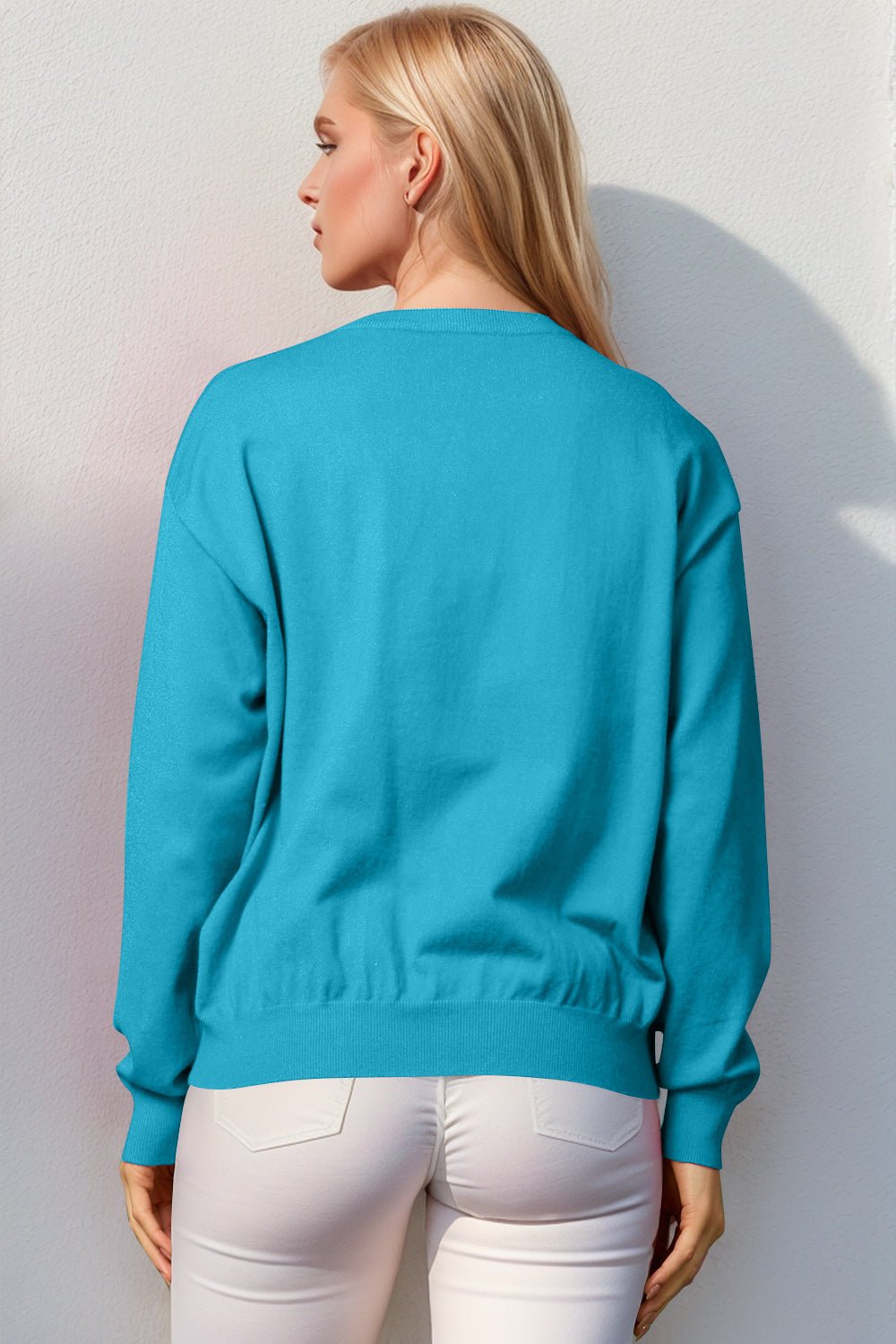 Double Take Full Size Nutcracker Sequin Long Sleeve Sweater - Bella Blue Styles