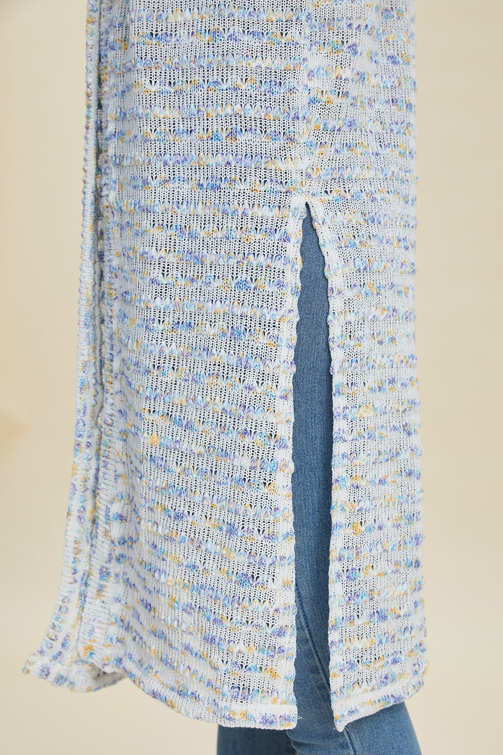 Double Take Full Size Open Front Longline Cardigan - Bella Blue Styles