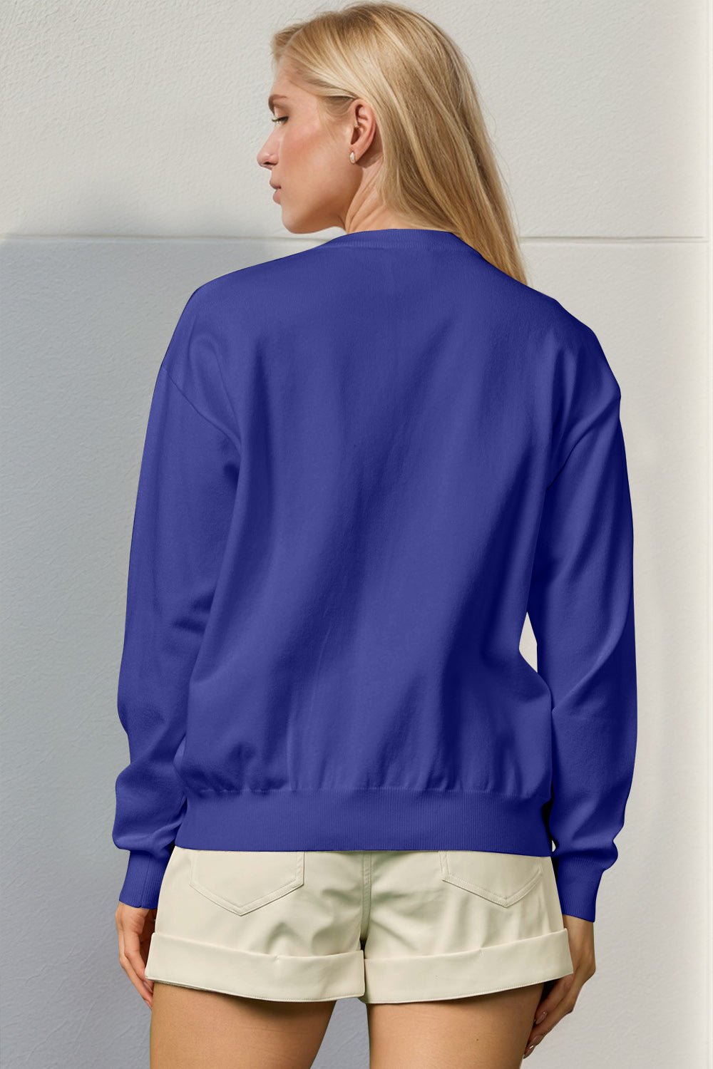 Double Take Full Size Sequin Nutcracker Long Sleeve Sweater - Bella Blue Styles