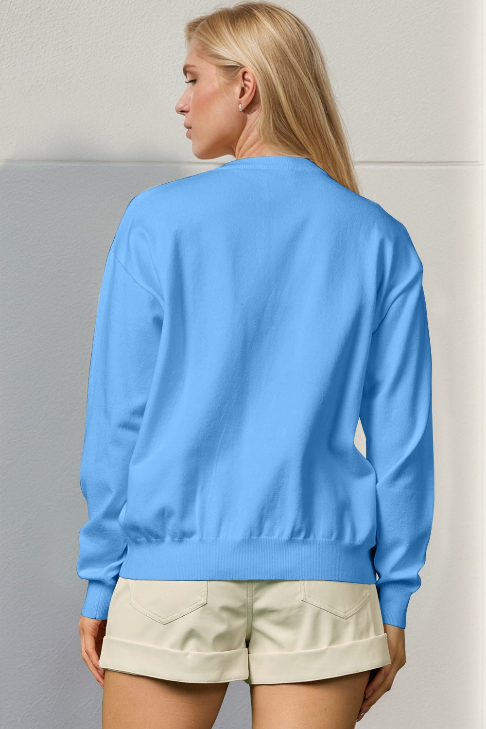 Double Take Full Size Sequin Nutcracker Long Sleeve Sweater - Bella Blue Styles