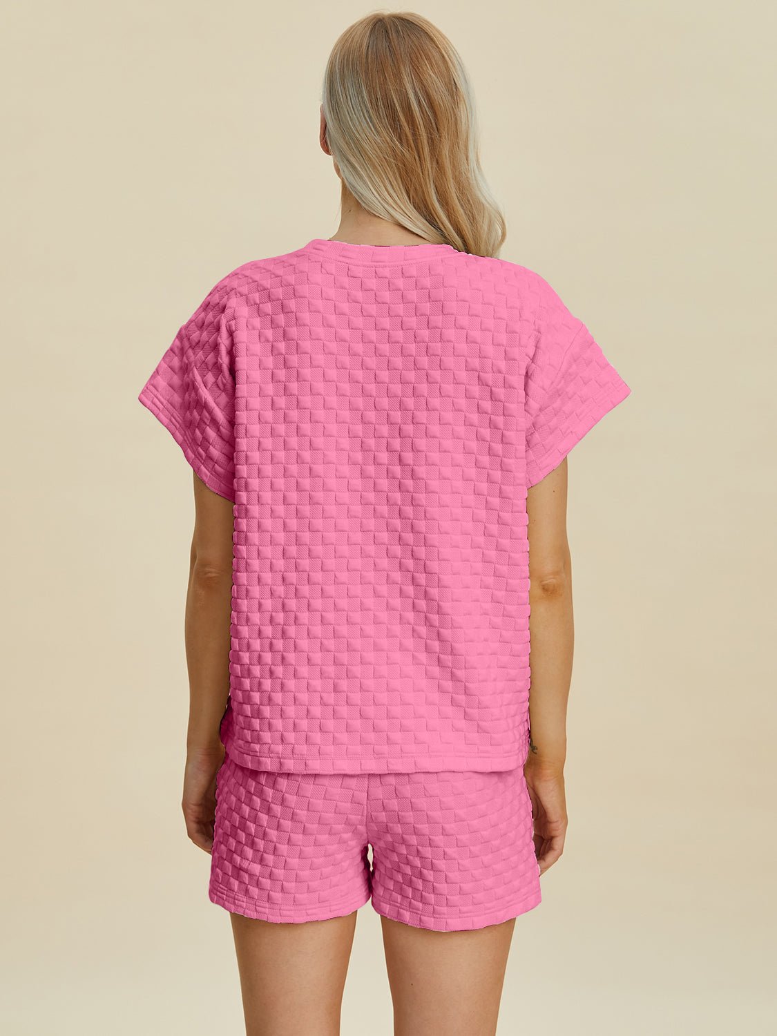 Double Take Full Size Texture T-Shirt and Shorts Set - Bella Blue Styles