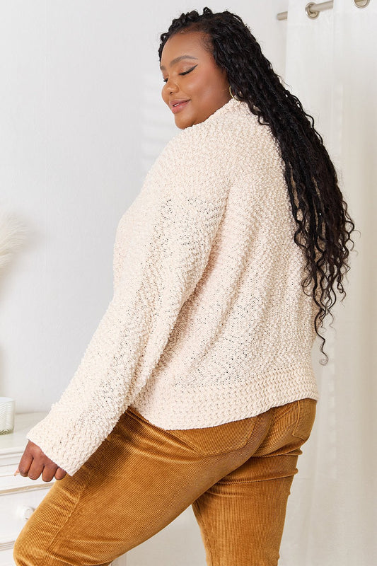 Double Take Open Front Long Sleeve Cardigan - Bella Blue Styles