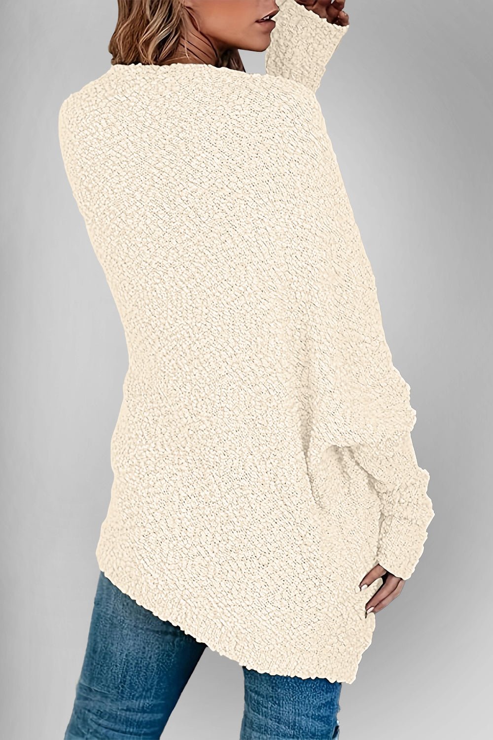 Double Take Pocketed Open Front Long Sleeve Cardigan - Bella Blue Styles