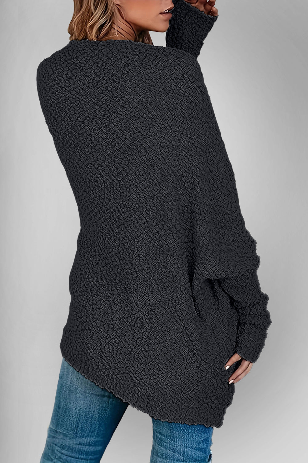 Double Take Pocketed Open Front Long Sleeve Cardigan - Bella Blue Styles