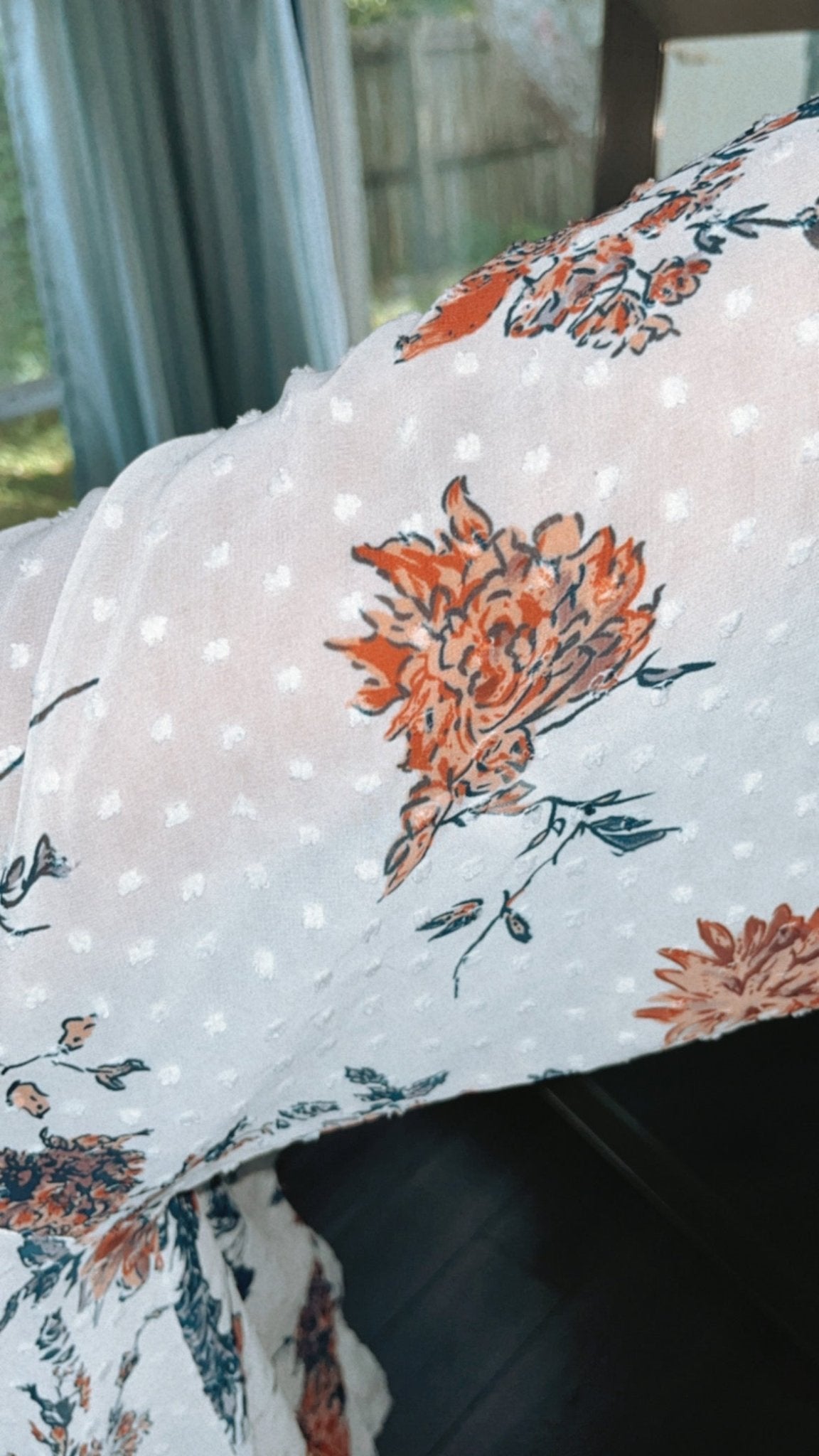 Floral Three-Quarter Sleeve Open Front Cardigan