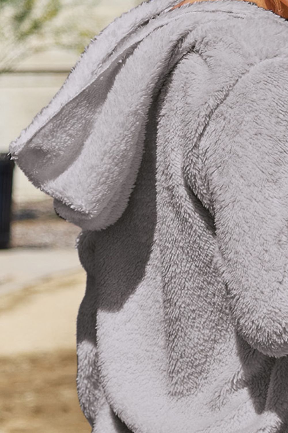 Full Size Teddy Hooded Jacket with Pockets - Bella Blue Styles