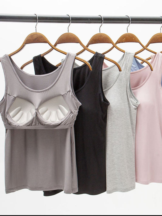 Full Size Wide Strap Modal Tank with Bra - Bella Blue Styles