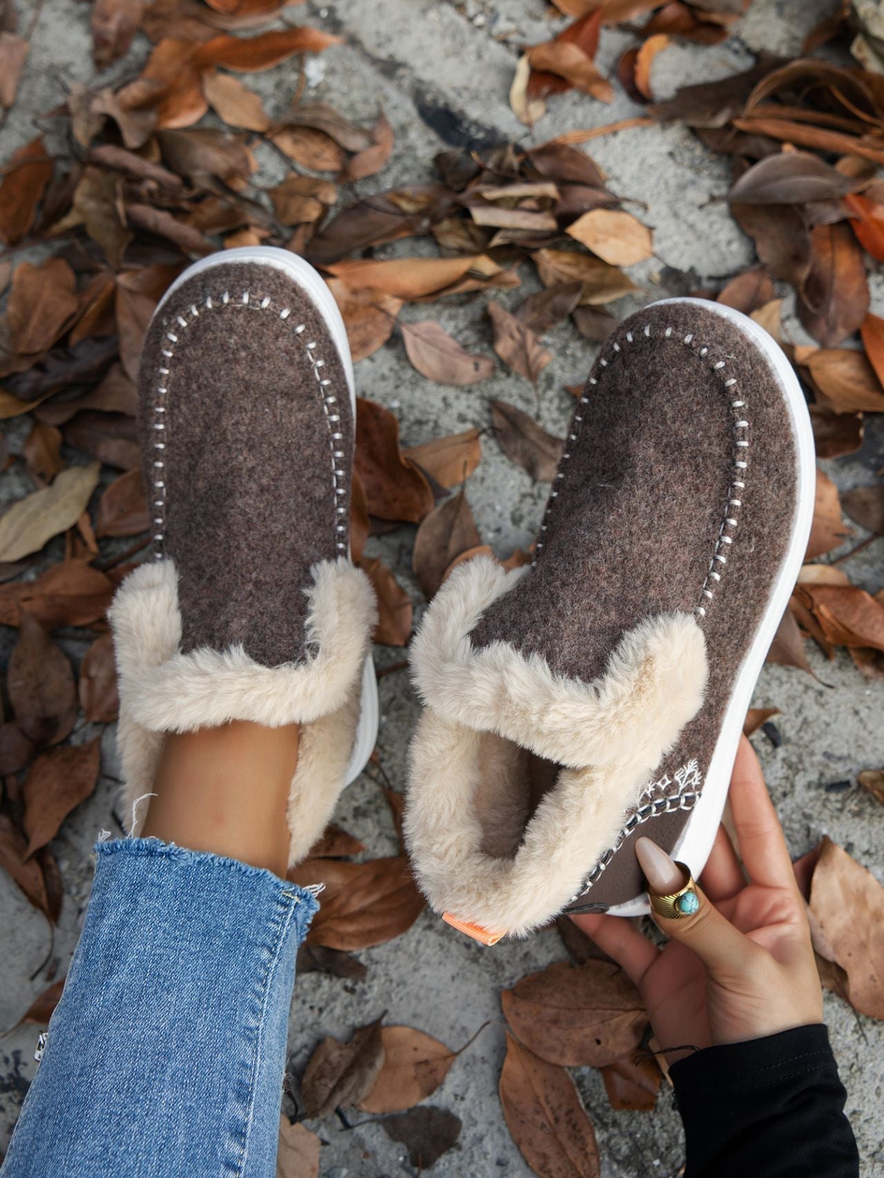Furry Suede Round Toe Flat Sneakers - Bella Blue Styles