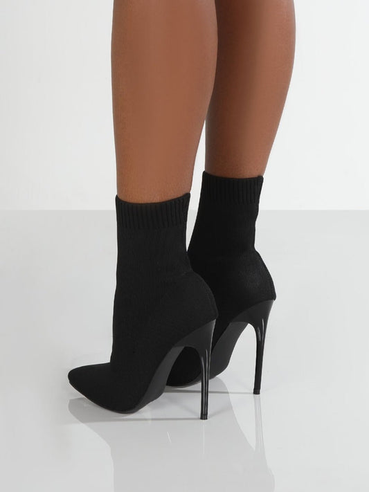Mesh Point Toe Stiletto Boots - Bella Blue Styles