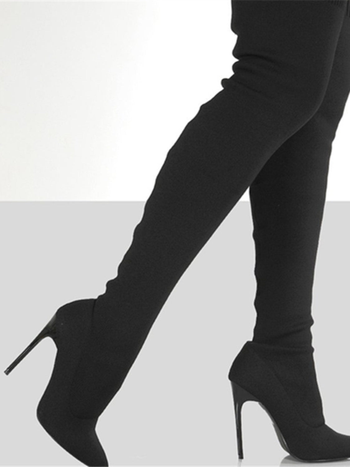 Point Toe Over Knee Stiletto Boots - Bella Blue Styles