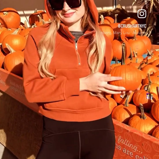 Half-Zip Thumbhole Sleeve Hoodie. - Bella Blue Styles