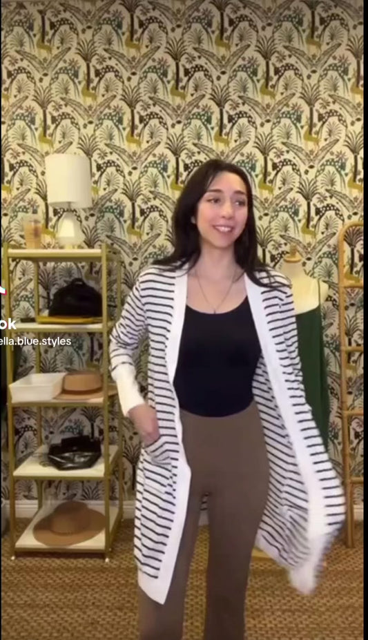 Carolina Striped Open Front Cardigan