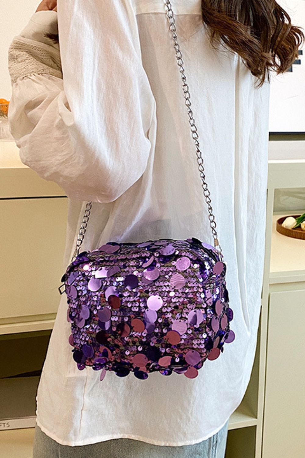 Sequin Chain Shoulder Bag - Bella Blue Styles