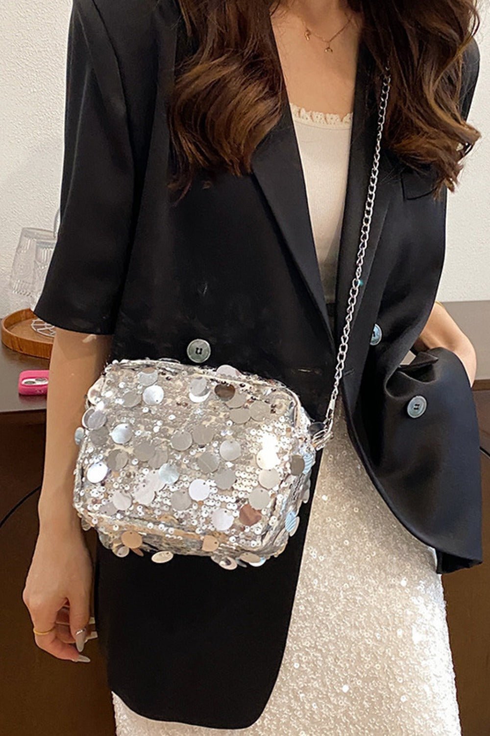 Sequin Chain Shoulder Bag - Bella Blue Styles