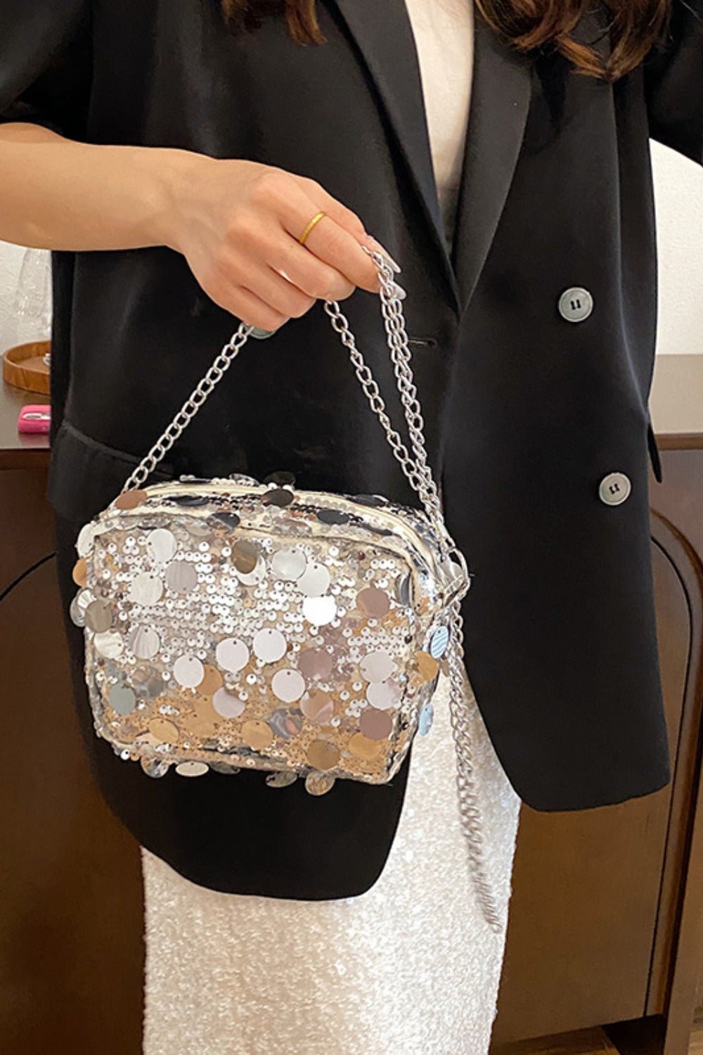 Sequin Chain Shoulder Bag - Bella Blue Styles