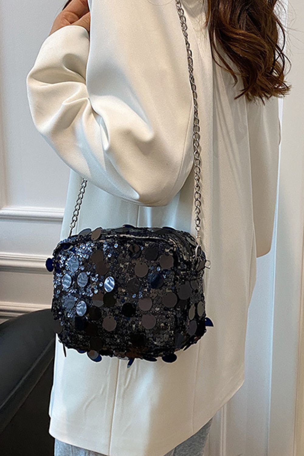 Sequin Chain Shoulder Bag - Bella Blue Styles
